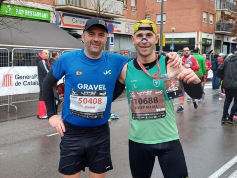 Manel Nofuentes i Josep Maria Novellas, de la base d'Osona, després de la cursa